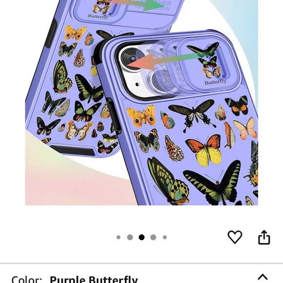 iPhone 14 Plus Case 6.7 Inch - with Camera Cover Cute Designed Butterfly - Picture 2 of 4